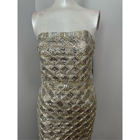 NWT Retrofete New York Strapless Heather Sequin Mini Dress Silver & Gold XS $940 - Picture 11 of 14